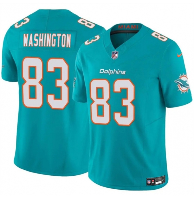 Men's Miami Dolphins #83 Malik Washington Aqua 2024 F.U.S.E Vapor Limited Stitched Football Jersey