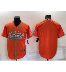 Men's Miami Dolphins Blank Orange Stitched Cool Base Nike Baseball Jersey