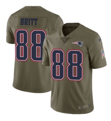 Youth Nike New England Patriots #88 Kenny Britt Limited Olive 2017 Salute to Service NFL Jersey