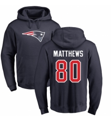 NFL Nike New England Patriots #80 Jordan Matthews Navy Blue Name & Number Logo Pullover Hoodie
