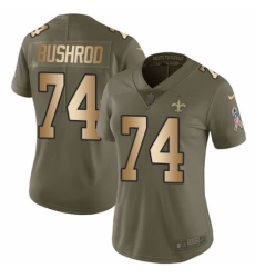 Women's Nike New Orleans Saints #74 Jermon Bushrod Limited Olive/Gold 2017 Salute to Service NFL Jersey