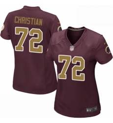 Women's Nike Washington Redskins #72 Geron Christian Game Burgundy Red/Gold Number Alternate 80TH Anniversary NFL Jersey