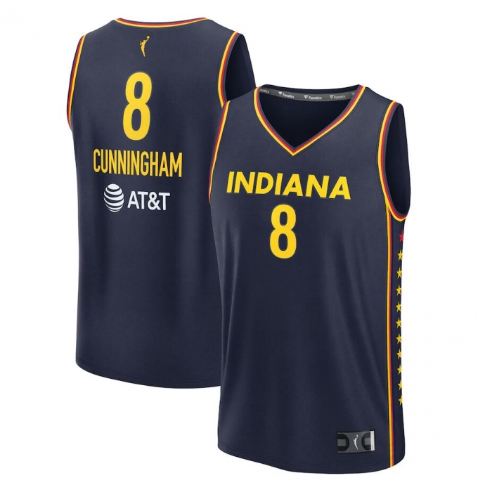 Men's Indiana Fever #8 Sophie Cunningham Navy Stitched Basketball Jersey