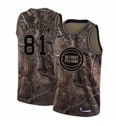 Men's Nike Detroit Pistons #81 Jose Calderon Swingman Camo Realtree Collection NBA Jersey