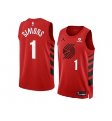 Men's Portland Trail Blazers #1 Anfernee Simons 2022-23 Red Statement Edition Swingman Stitched Basketball Jersey