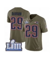 Youth Nike New England Patriots #29 Duke Dawson Limited Olive 2017 Salute to Service Super Bowl LIII Bound NFL Jersey
