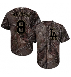 Men's Majestic Los Angeles Dodgers #8 Manny Machado Authentic Camo Realtree Collection Flex Base MLB Jersey