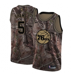 Men's Nike Philadelphia 76ers #5 Landry Shamet Swingman Camo Realtree Collection NBA Jersey