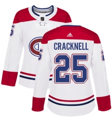 Women's Adidas Montreal Canadiens #25 Adam Cracknell Authentic White Away NHL Jersey