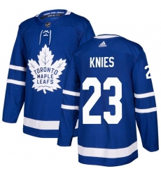 Men's Toronto Maple Leafs #23 Matthew Knies Blue Stitched Jersey