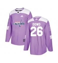 Men's Washington Capitals #26 Nic Dowd Adidas Authentic Fights Cancer Practice Jersey - Purple
