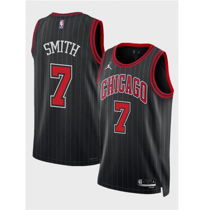 Men's Chicago Bulls #7 Jalen Smith Black 2024 Draft Statement Edition Stitched Basketball Jersey
