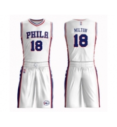 Men's Philadelphia 76ers #18 Shake Milton Swingman White Basketball Suit Jersey - Association Edition