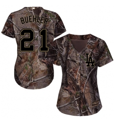 Women's Majestic Los Angeles Dodgers #21 Walker Buehler Authentic Camo Realtree Collection MLB Jersey