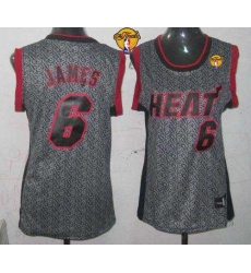 Women NBA Miami Heat #6 LeBron James Grey With Finals Patch Static Fashion Stitched NBA Jersey
