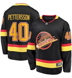 Men's Vancouver Canucks #40 Elias Pettersson Fanatics Branded Black 2019-20 Flying Skate Premier Breakaway Player Jersey