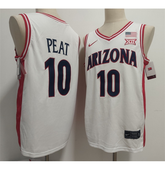 Men's Arizona Wildcats #10 Koa Peat White Stitched Jersey