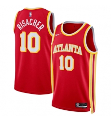 Men's Atlanta Hawks #10 Zaccharie Risacher Red 2024 Draft Icon Edition Stitched Jersey