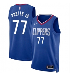 Men's Los Angeles Clippers #77 Kevin Porter Jr Blue Icon Edition Stitched Jersey