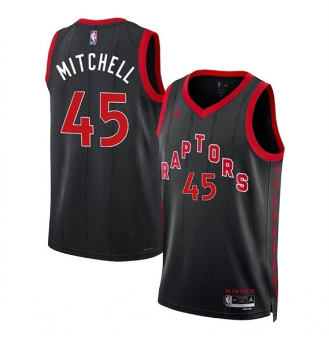 Men's Toronto Raptors #45 Davion Mitchell Black Statement Edition Stitched Basketball Jersey
