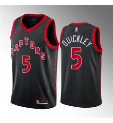 Men's Toronto Raptors #5 Immanuel Quickley Black Statement Edition Stitched Basketball Jersey