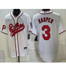 Men's Philadelphia Phillies #3 Bryce Harper White 2026 Field of Dreams Stadium Stitched Jersey