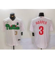 Men's Philadelphia Phillies #3 Bryce Harper White Green Cool Base Stitched Jerseys