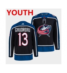 Youth Columbus Blue Jackets #13 Johnny Gaudreau Navy 2022 Reverse Retro Stitched Jersey