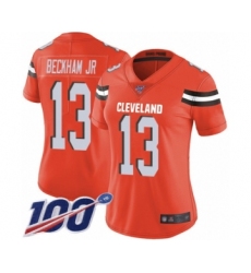 Women's Cleveland Browns #13 Odell Beckham Jr. 100th Season Orange Alternate Vapor Untouchable Limited Player Football Jersey