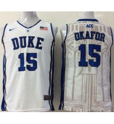 Blue Devils #15 Jahlil Okafor White Basketball Stitched NCAA Jersey