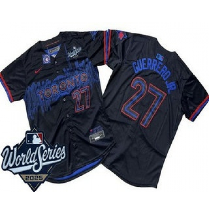 Men's Toronto Blue Jays #27 Vladimir Guerrero Jr Black City 2025 World Series Limited Jersey