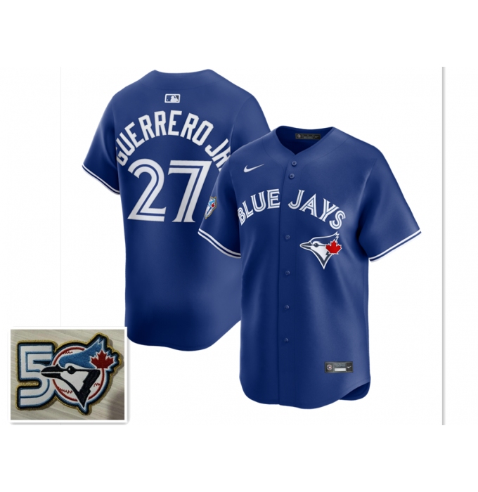 Men's Toronto Blue Jays #27 Vladimir Guerrero Jr. Royal 50th Anniversary Alternate Limited Jersey