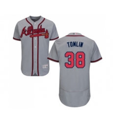 Men's Atlanta Braves #38 Josh Tomlin Grey Road Flex Base Authentic Collection Baseball Jersey