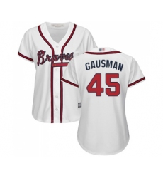 Women's Atlanta Braves #45 Kevin Gausman Replica White Home Cool Base Baseball Jersey