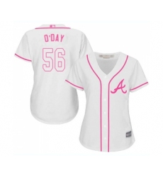 Women's Atlanta Braves #56 Darren O Day Replica White Fashion Cool Base Baseball Jersey