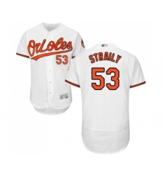 Men's Baltimore Orioles #53 Dan Straily White Home Flex Base Authentic Collection Baseball Jersey