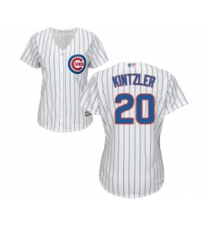 Women's Chicago Cubs #20 Brandon Kintzler Authentic White Home Cool Base Baseball Jersey