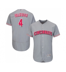 Men's Cincinnati Reds #4 Jose Iglesias Grey Road Flex Base Authentic Collection Baseball Jersey