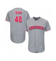 Men's Cincinnati Reds #40 Alex Wood Grey Road Flex Base Authentic Collection Baseball Jersey