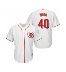 Youth Cincinnati Reds #40 Alex Wood Replica White Home Cool Base Baseball Jersey