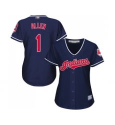 Women's Cleveland Indians #1 Greg Allen Replica Navy Blue Alternate 1 Cool Base Baseball Jersey