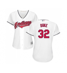 Women's Cleveland Indians #32 Zach Duke Replica White Home Cool Base Baseball Jersey