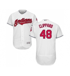 Men's Cleveland Indians #48 Tyler Clippard White Home Flex Base Authentic Collection Baseball Jersey