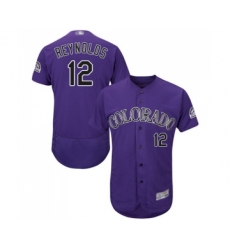 Men's Colorado Rockies #12 Mark Reynolds Purple Alternate Flex Base Authentic Collection Baseball Jersey