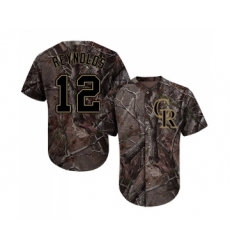 Youth Colorado Rockies #12 Mark Reynolds Authentic Camo Realtree Collection Flex Base Baseball Jersey
