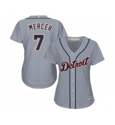 Women's Detroit Tigers #7 Jordy Mercer Replica Grey Road Cool Base Baseball Jersey