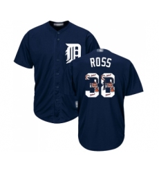 Men's Detroit Tigers #38 Tyson Ross Authentic Navy Blue Team Logo Fashion Cool Base Baseball Jersey