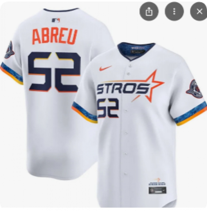 Men's Houston Astros #52 Abreu Nike White Home Replica Jersey