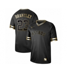 Men's Houston Astros #23 Michael Brantley Authentic Black Gold Fashion Baseball Jersey