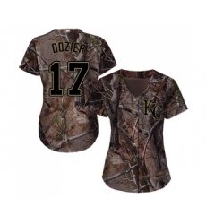 Women's Kansas City Royals #17 Hunter Dozier Authentic Camo Realtree Collection Flex Base Baseball Jersey